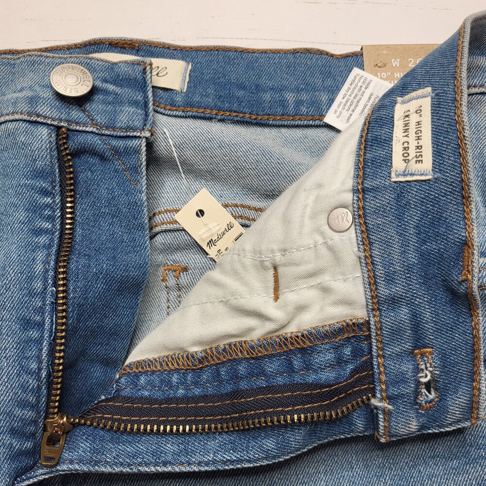 Madewell 10" High Rise Skinny Crop Jeans Distressed Hem Light Horne Wash 26 - Picture 7 of 11